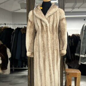 cream with brown vintage MINK long coat NOW ONLY $1900